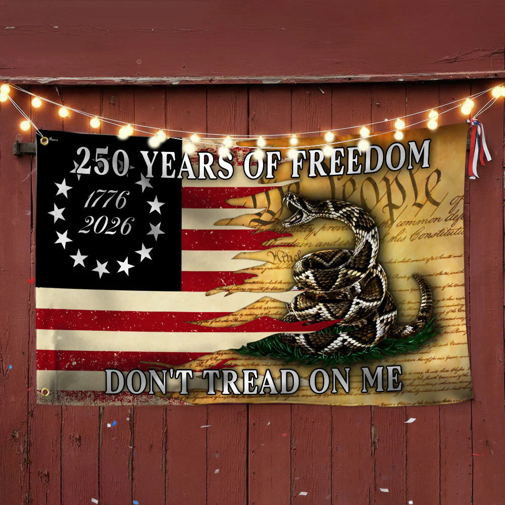 250 Years of Freedom Flag, 1776 2026 Gadsden Dont Tread On Me Grommet Flag
