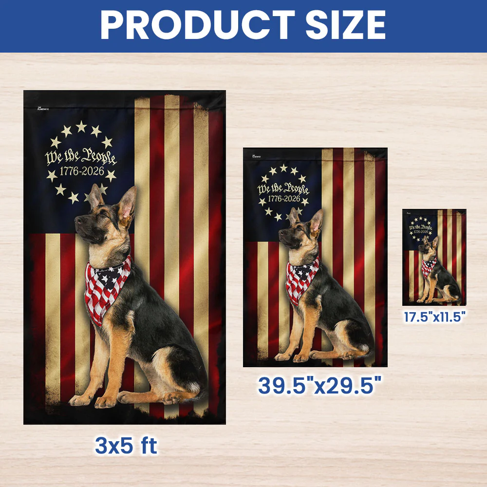 German Shepherd American Flag | We The People 1776-2026 Patriotic Flag
