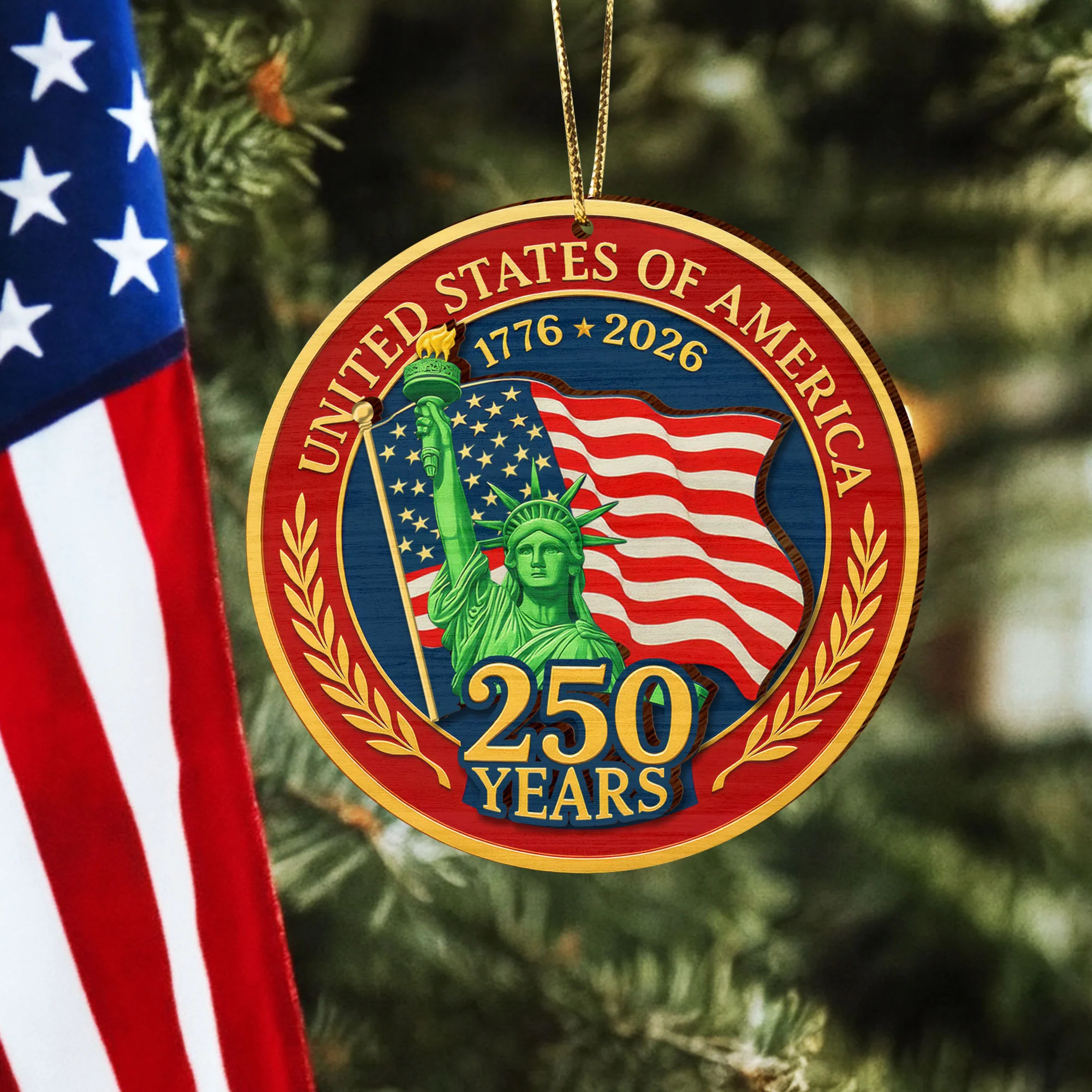 USA 250th, Anniversary Ornament 1776-2026 Liberty Bell Keepsake, Patriotic Gift, Historical Gift American Independence Day Gift, July 4 Decor