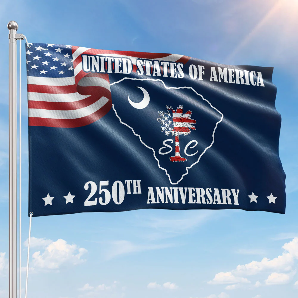 SC 250th Anniversary Patriotic Flag, South Carolina USA 1776–2026 Decor