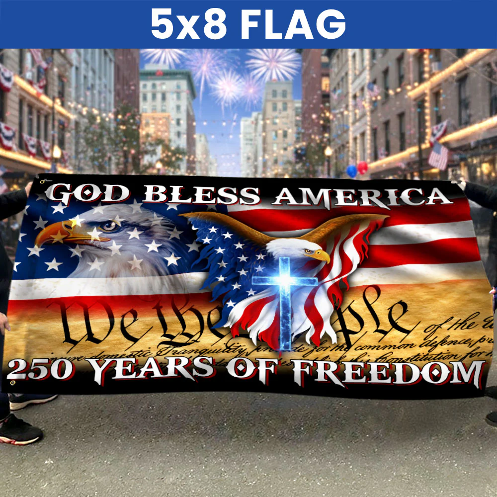 250 Years of Freedom Patriotic Flag | God Bless America Grommet Flag