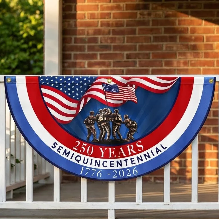 American Flag - USA 250th Anniversary Semiquincentennial Non-Pleated Fan Flag
