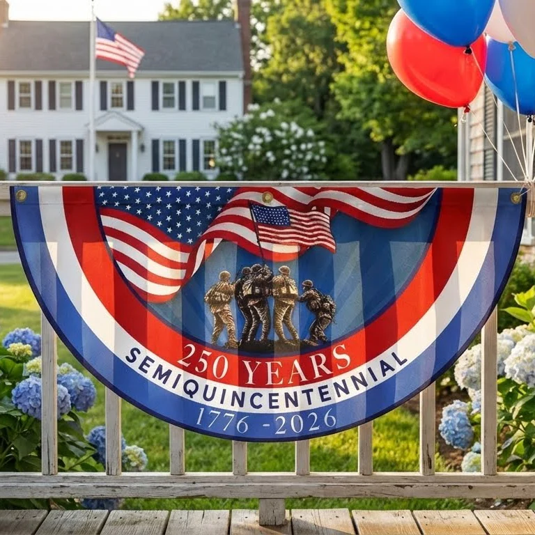 American Flag - USA 250th Anniversary Semiquincentennial Non-Pleated Fan Flag