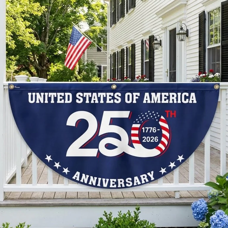 Patriotic 250th Anniversary 1776 2026 United States of America Semiquincentennial Fan Flag