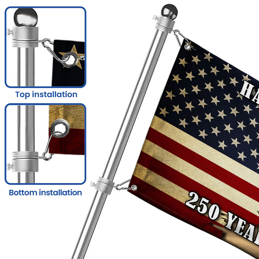 Black Angus Cattle Flag, 250 Years Strong Patriotic Cow Farm Grommet Flag