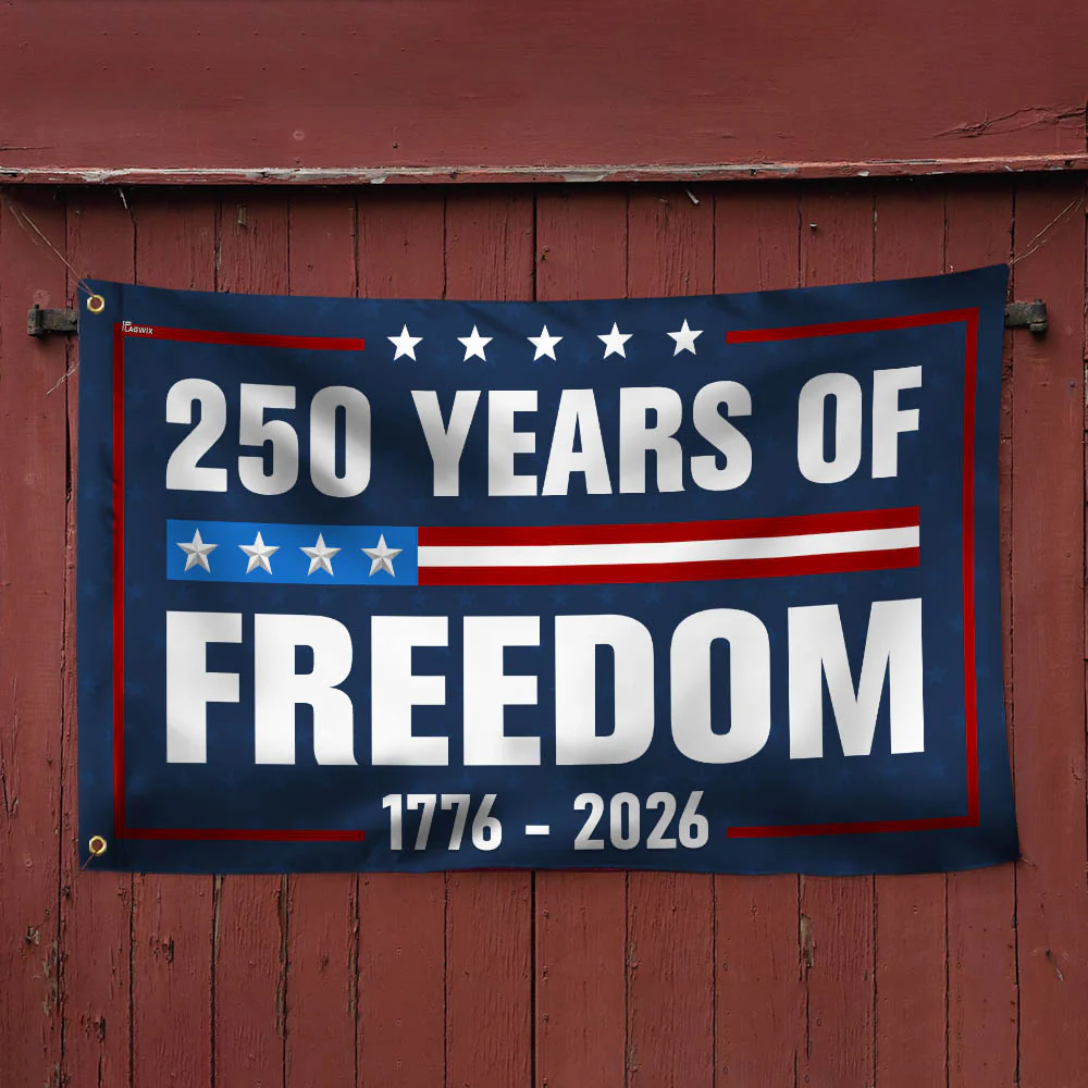 American Flag - 250 Years Of Freedom 1776-2026 4th Of july Grommet Flag