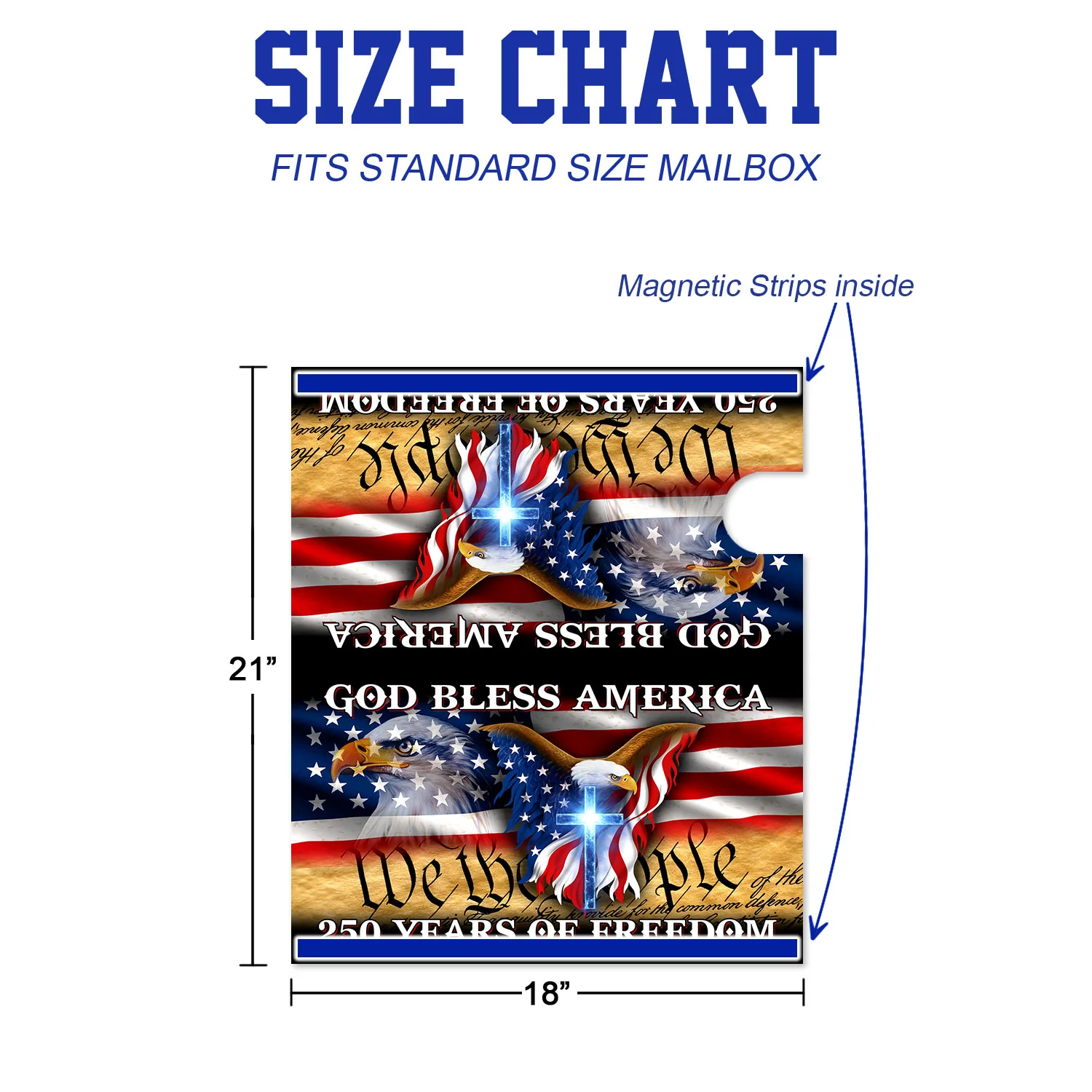250 Years of Freedom God Bless America Flag Christ Mailbox Cover