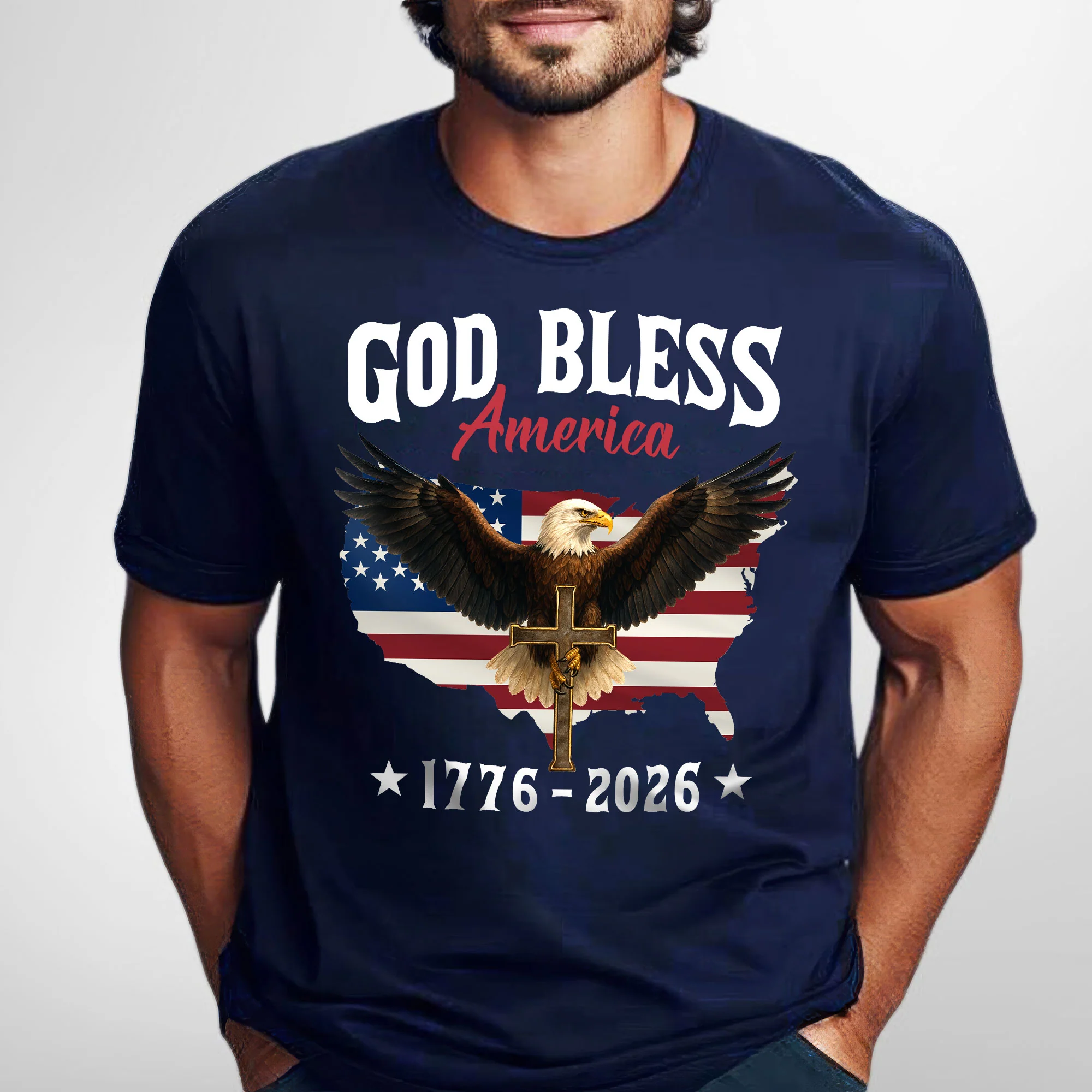 Patriotic 250th Anniversary T-Shirt | God Bless America Eagle 1776–2026 Tee