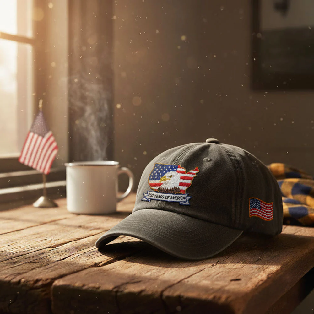 250 Years America Independence Patriot Washed Cap Embroidered Eagle Flag