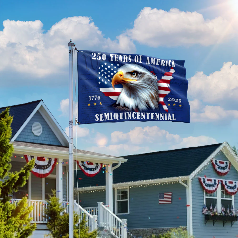 250 Years of America Flag, 1776 2026 Patriotic Eagle Grommet Flag