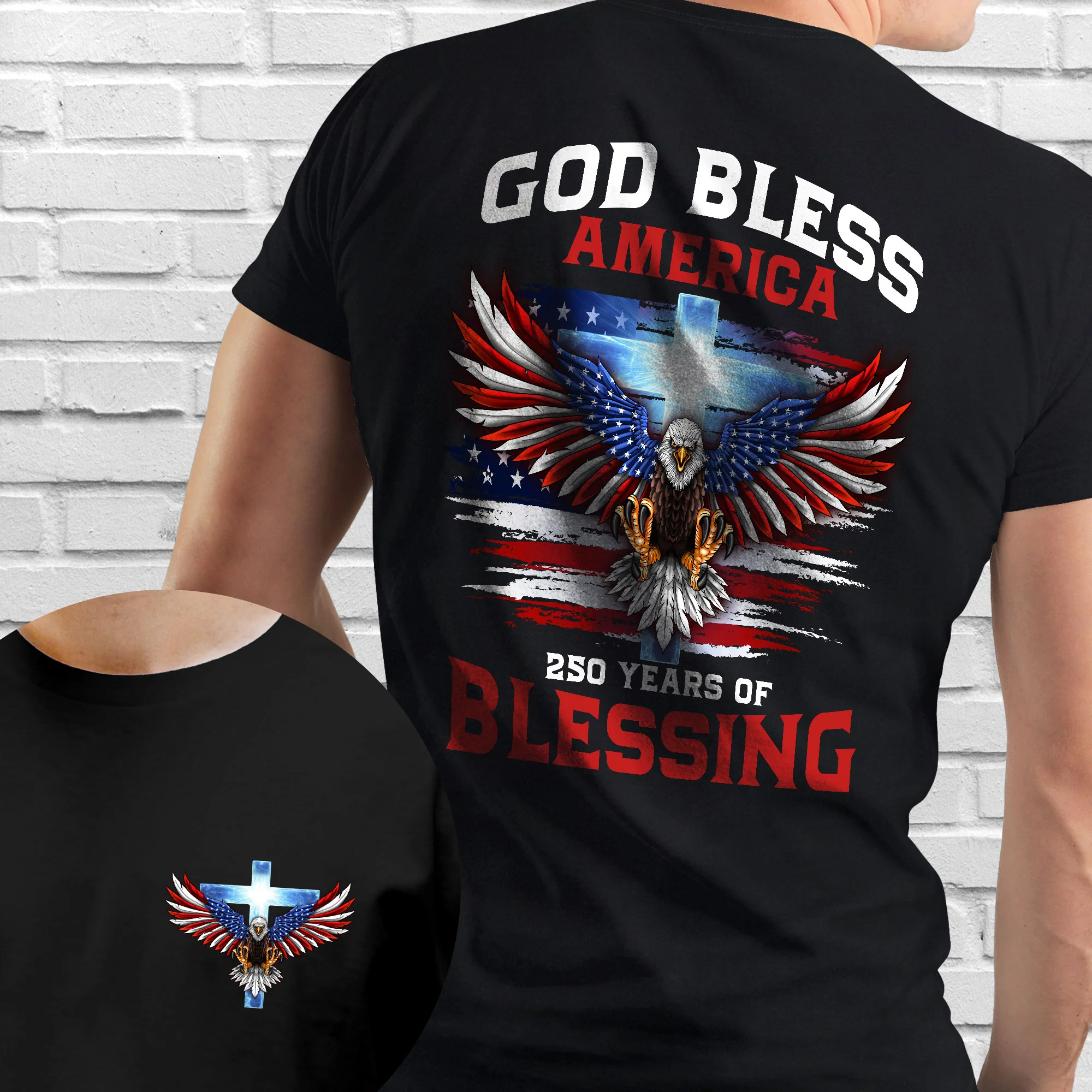 250 Years of Blessing Shirt, Patriotic God Bless America Eagle Shirt