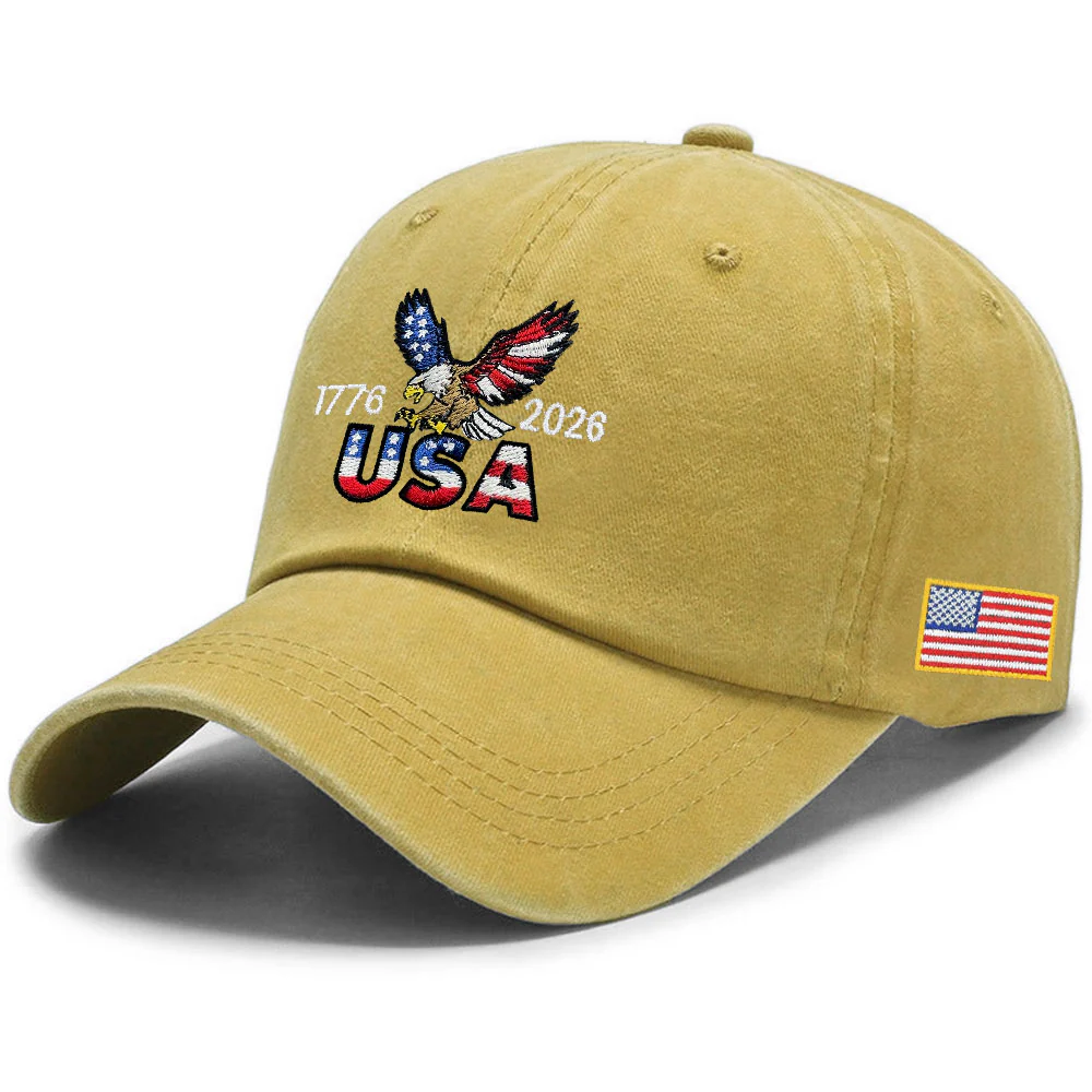 250th Anniversary USA Washed Cap | Patriot Embroidered American Flag