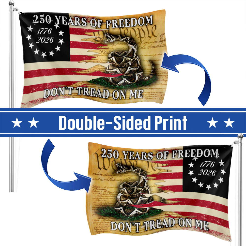 250 Years of Freedom Flag, 1776 2026 Gadsden Dont Tread On Me Grommet Flag
