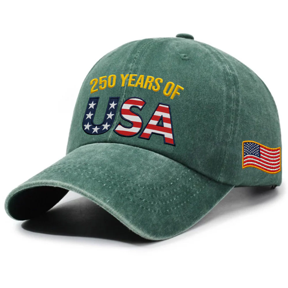 250 Years of USA Washed Cap | Independence Patriot Washed Cap Embroidered Flag
