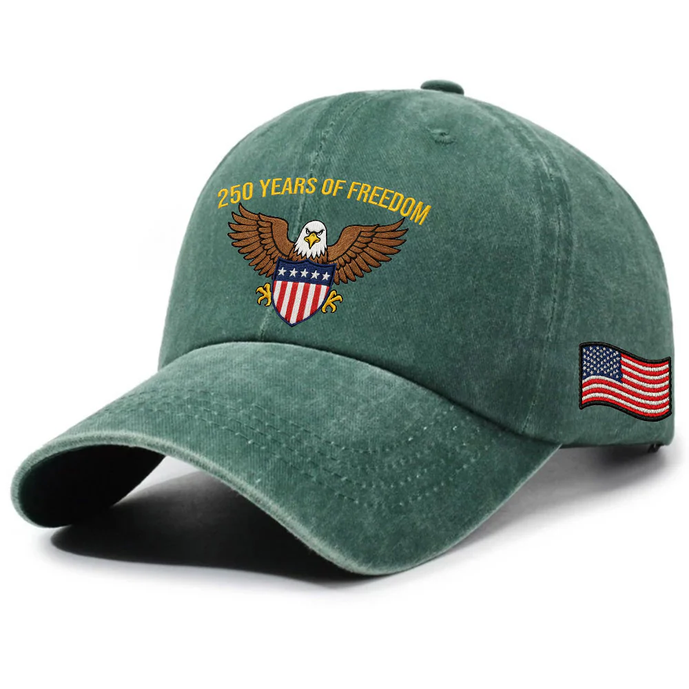 250 Years of Freedom Washed Cap, American Eagle Shield with Embroidered Hat