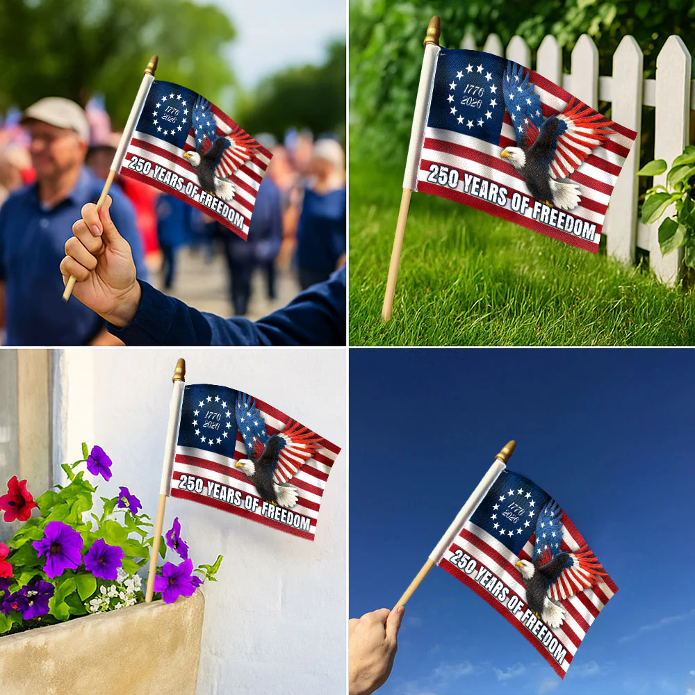 250 Years of Freedom Flag, 1776–2026 Eagle Betsy Ross Handheld Flag