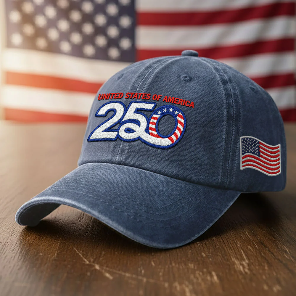 America Vintage Washed Cap, 250th Anniversary Eagle Embroidered Cap