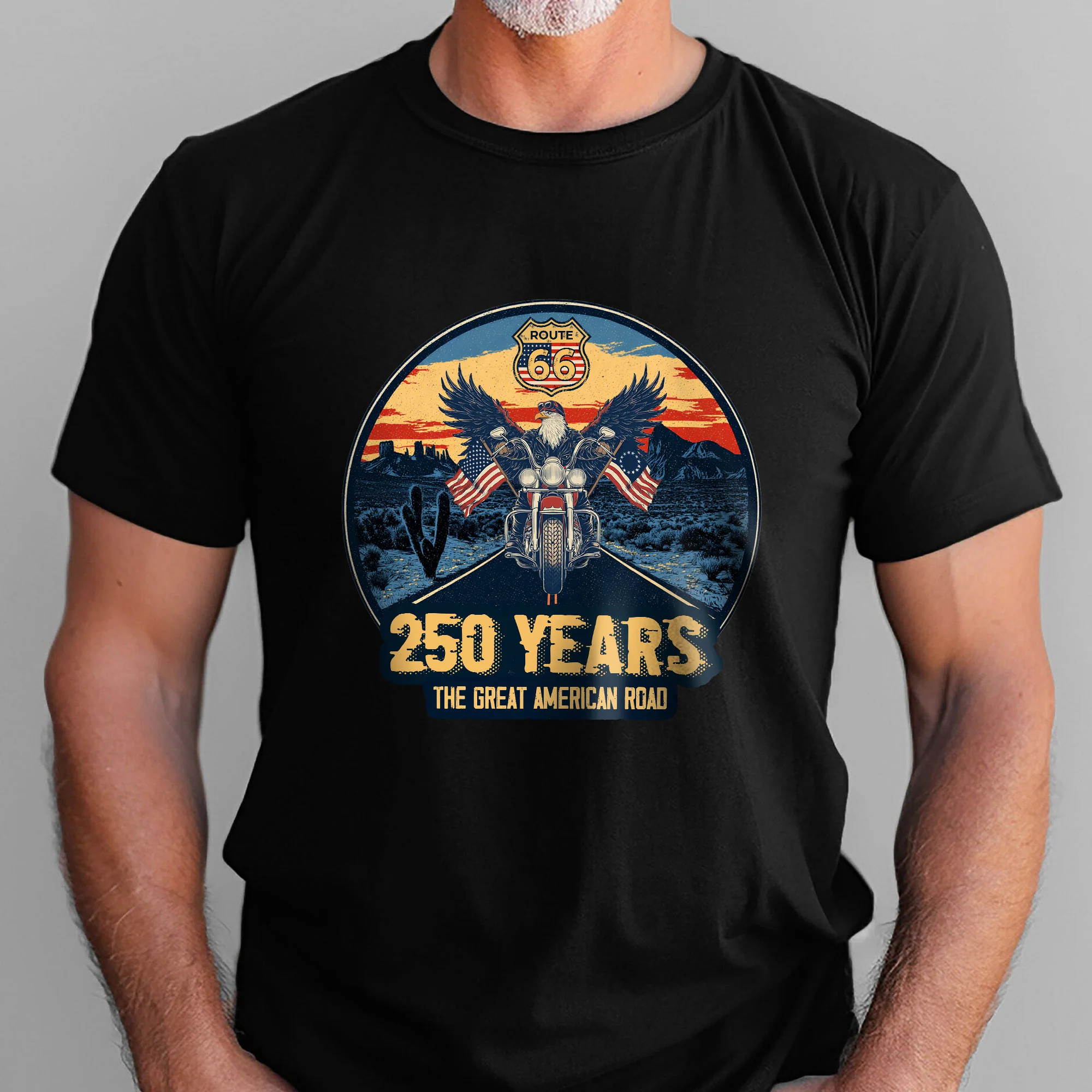 250 Years Route 66 Motor Patriotic T-Shirt | The Great American Road Tee
