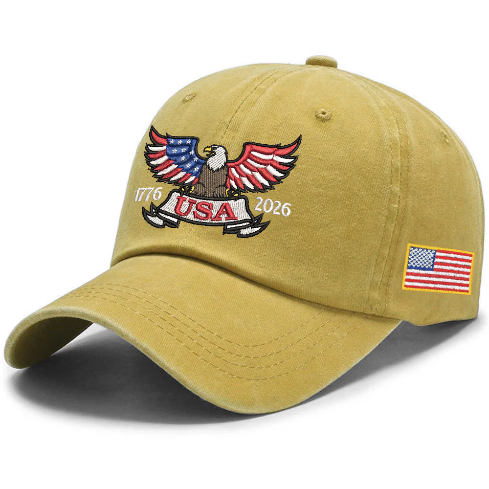 250 Years of America Patriot Washed Cap with Embroidered Eagle USA Flag