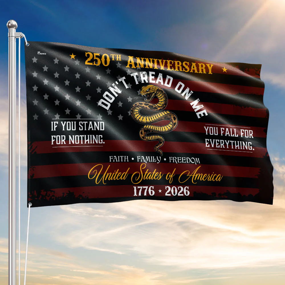 USA 250th Anniversary Grommet Flag – Don’t Tread On Me Patriotic Design