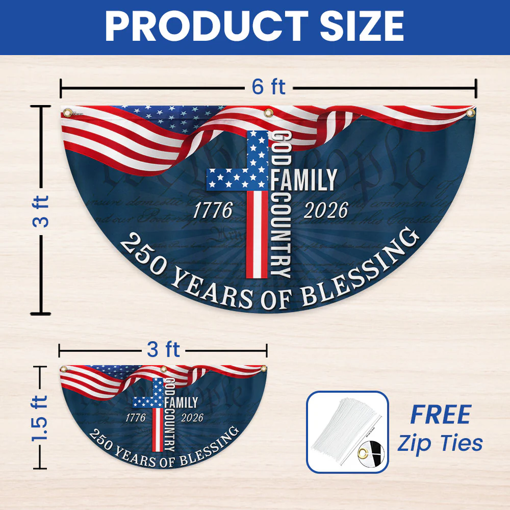 Patriotic American Flag, 250 Years of Blessing God 1776 2026 Fan Flag