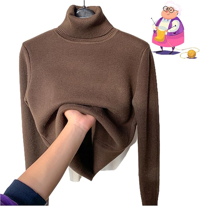 2025 New Winter Fleece Thick Knitted Bottoming Shirt, Sweater Soft Thermal Fleece Turtleneck Womens