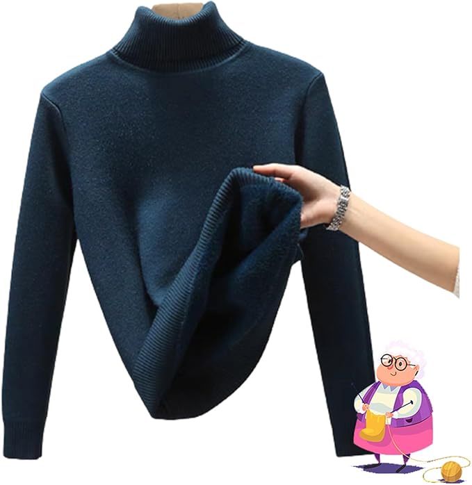 2025 New Winter Fleece Thick Knitted Bottoming Shirt, Sweater Soft Thermal Fleece Turtleneck Womens