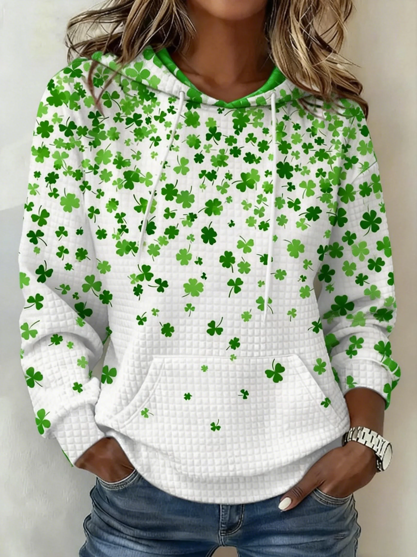 Women's St. Patrick's Day Shamrock Art Print Hoodie
