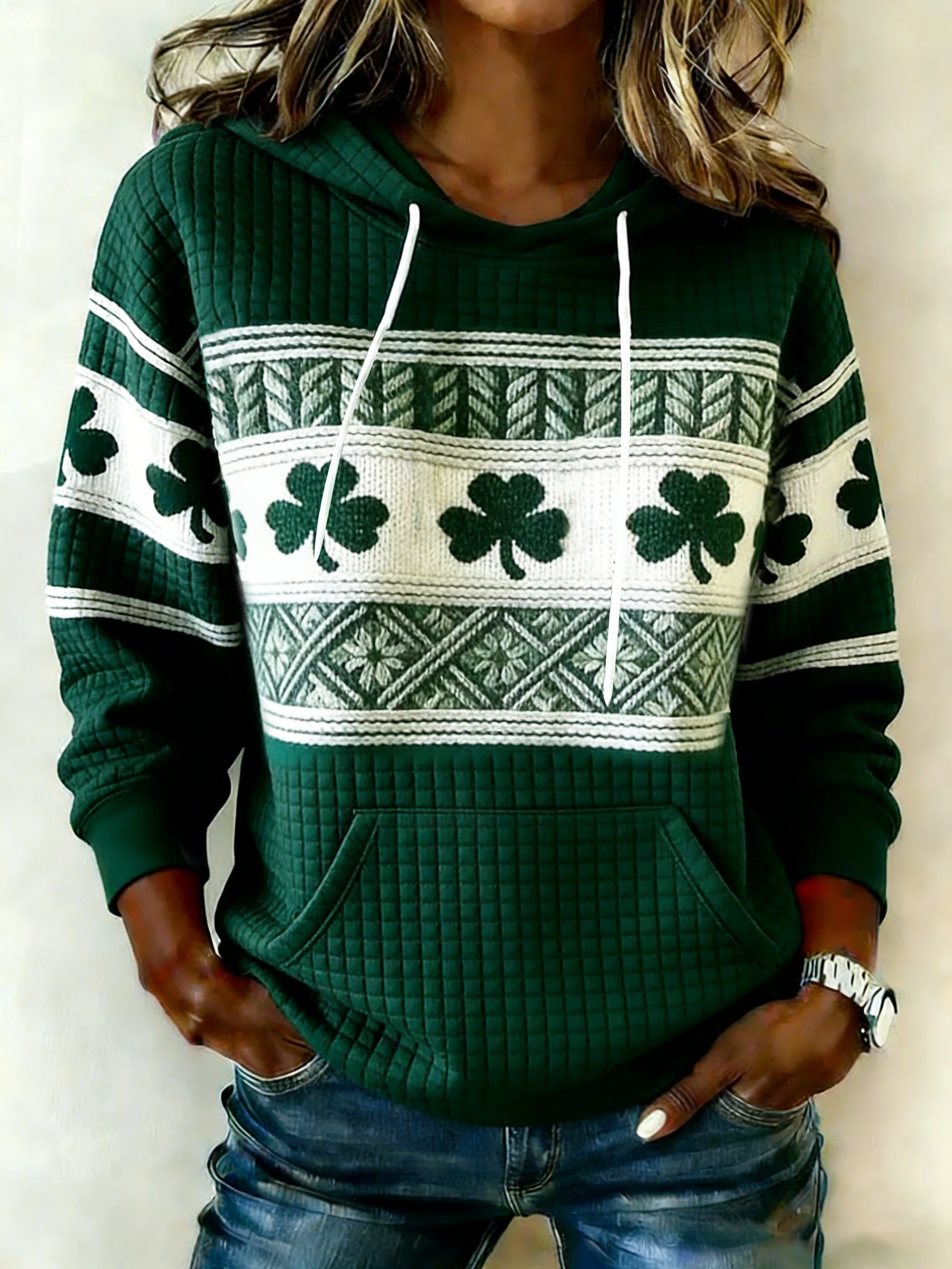 Women's St. Patrick's Day Printed Hooded Sweatshirt