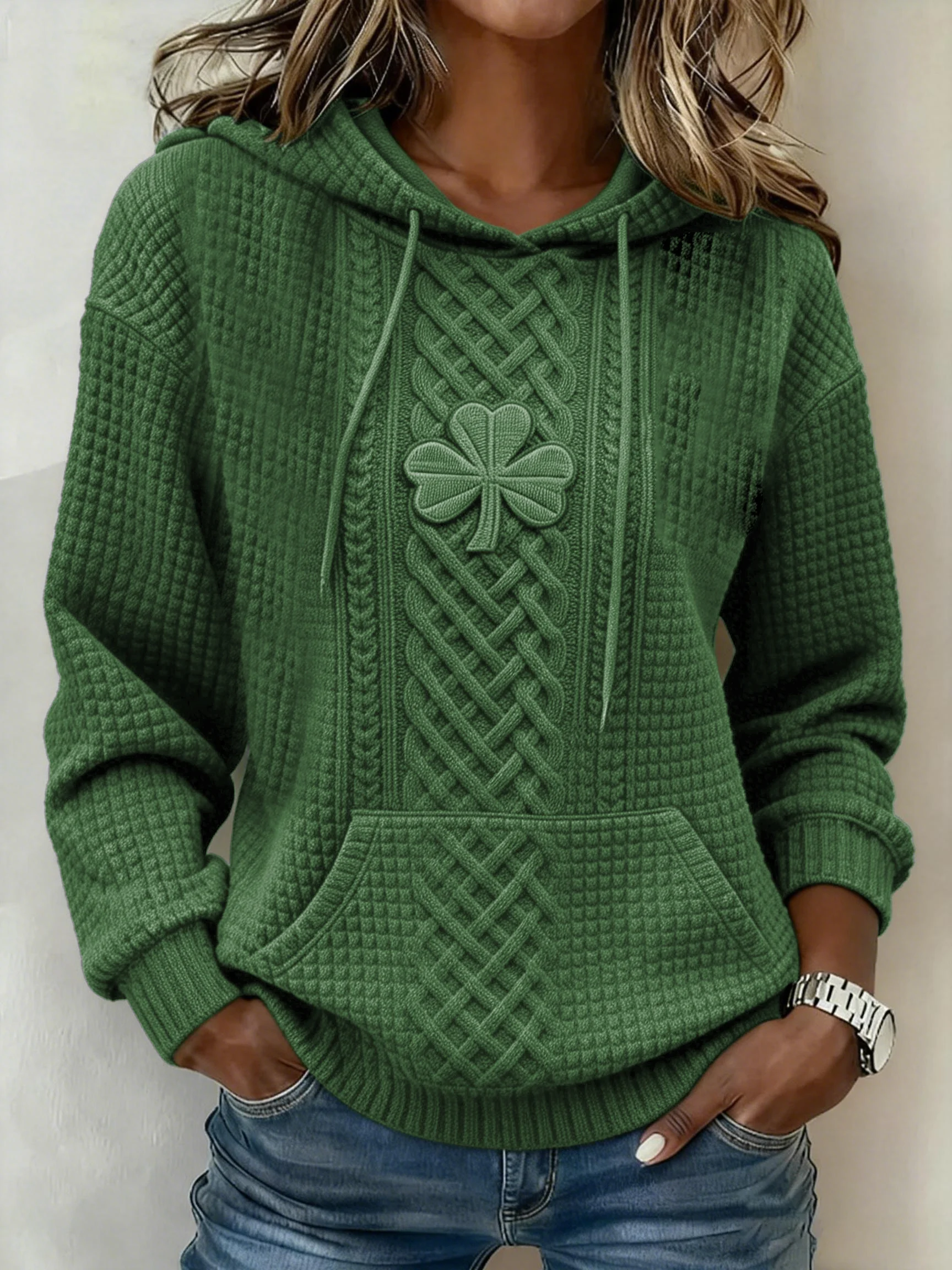 Women's St. Patrick's Day Shamrock Art Print Hoodie