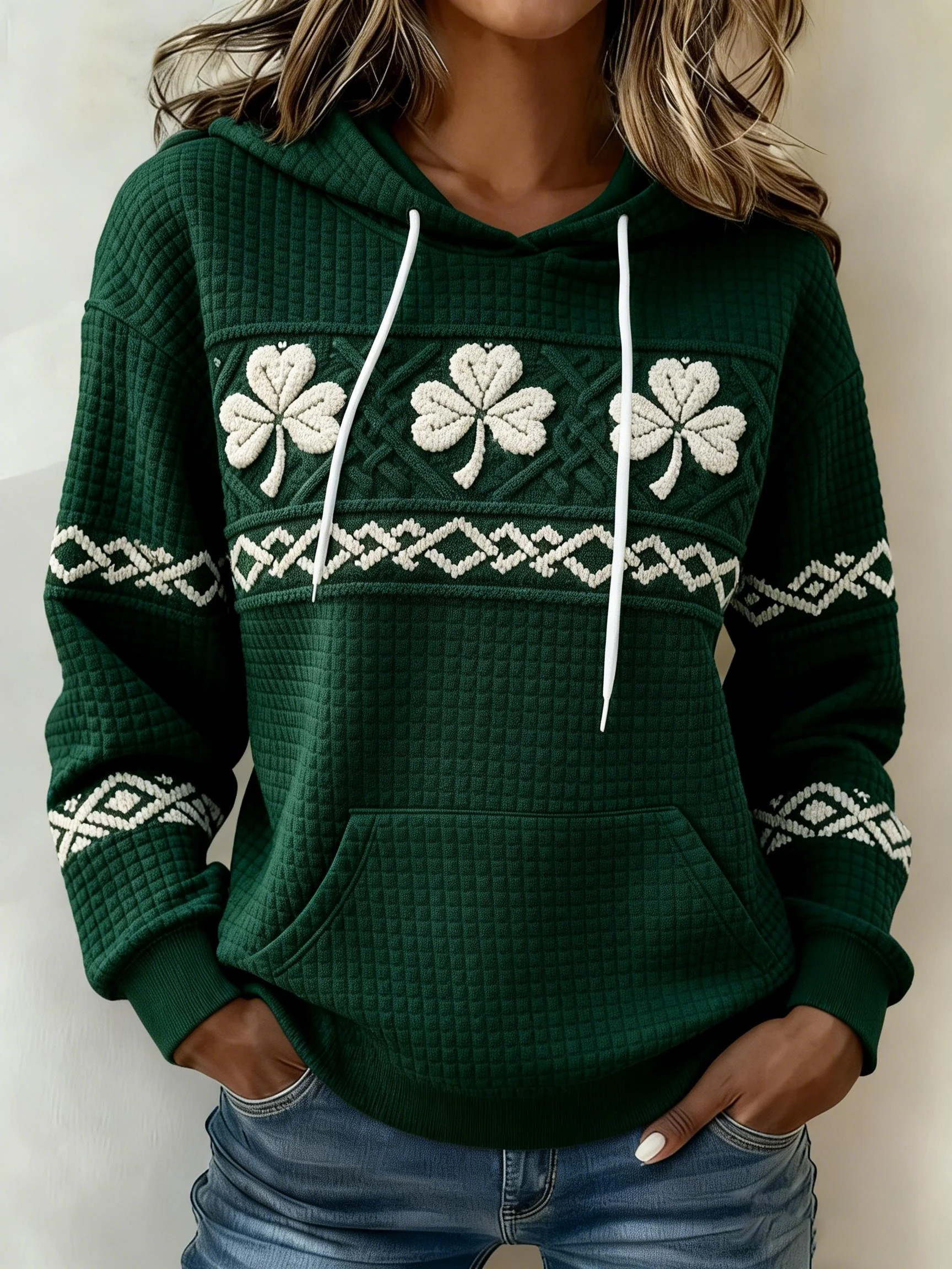 Women's St. Patrick's Day Shamrock Art Print Hoodie