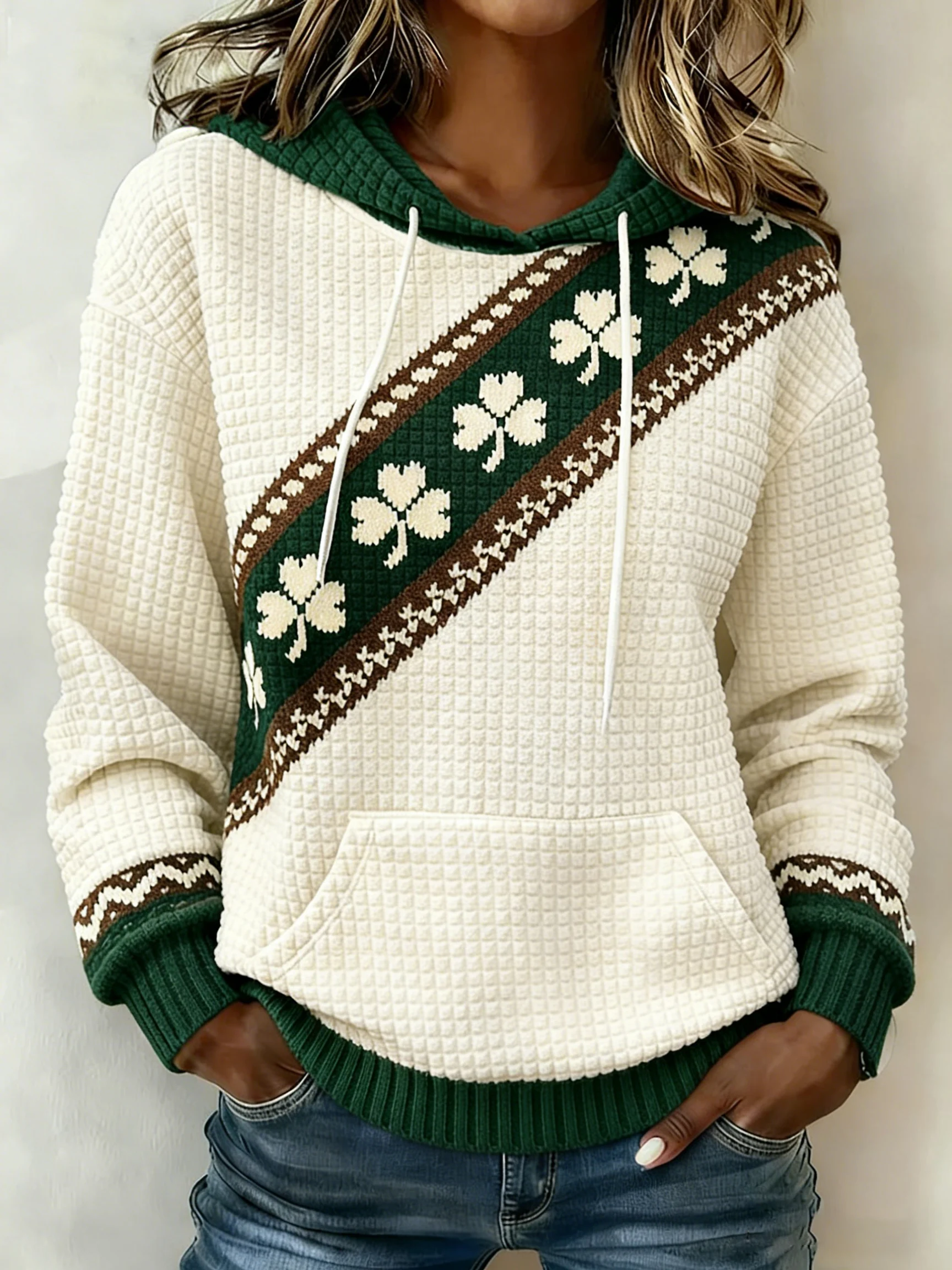 Women's St. Patrick's Day Shamrock Art Print Hoodie