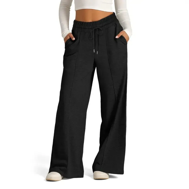 Women's Wide Leg Sweatpants Casual Loose Solid Color Pants