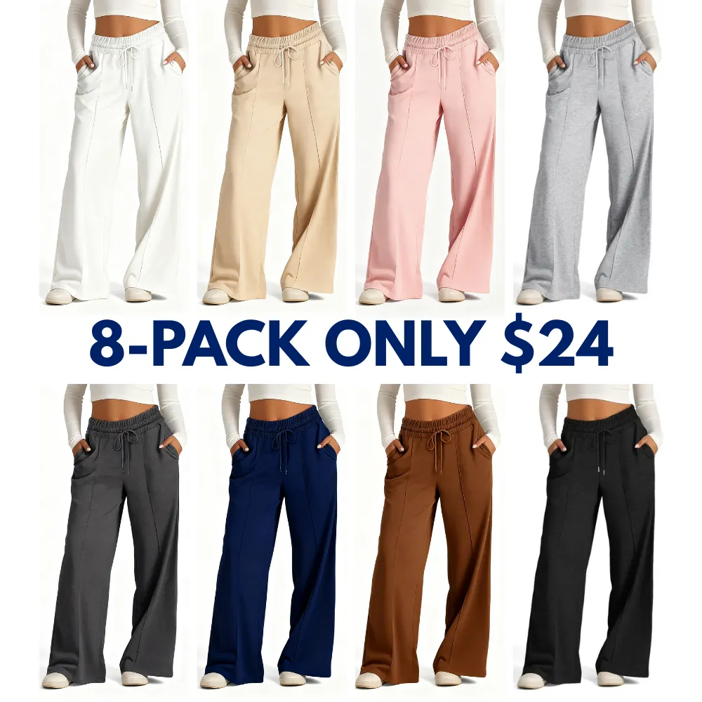 Women's Wide Leg Sweatpants Casual Loose Solid Color Pants