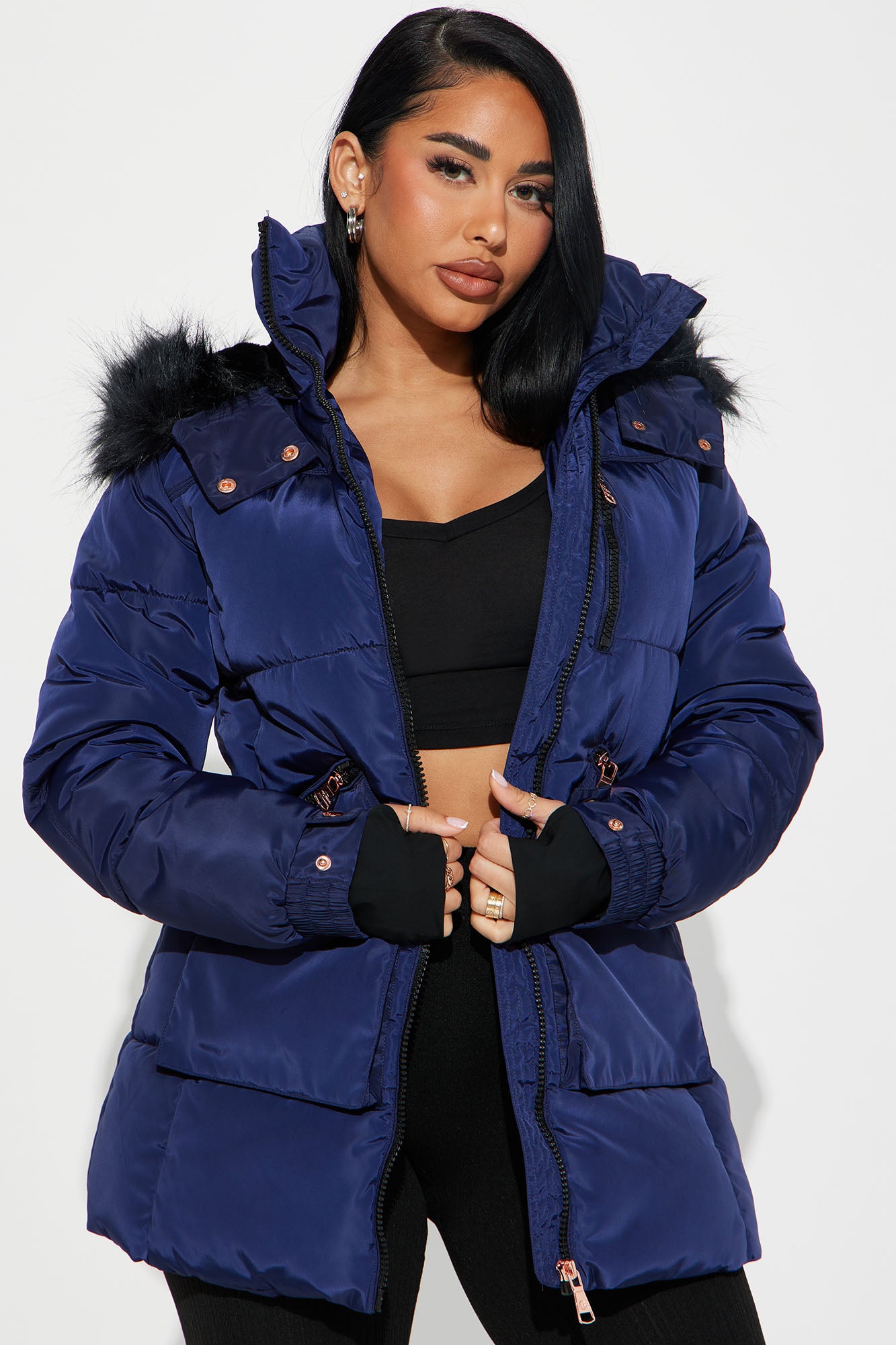 Cold Feelings Puffer Jacket - Navy