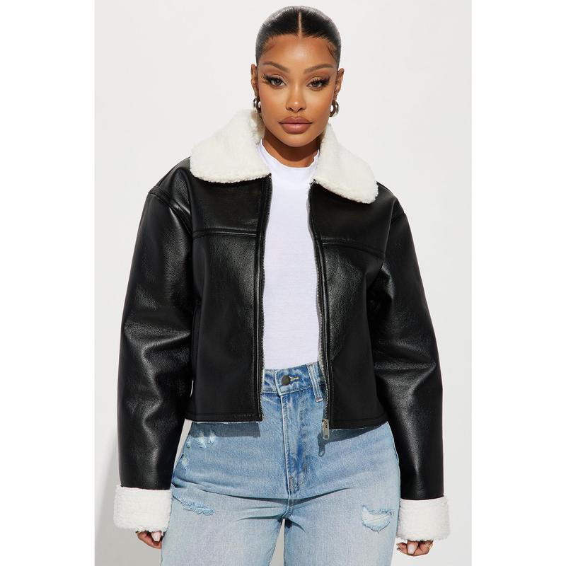 Downtown Girl Bomber Jacket - Black