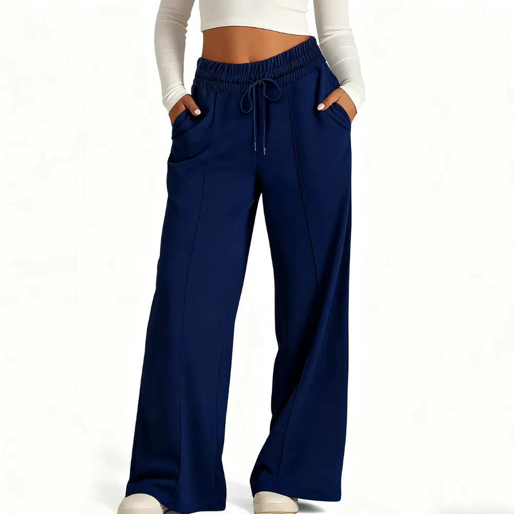 Women's Wide Leg Sweatpants Casual Loose Solid Color Pants