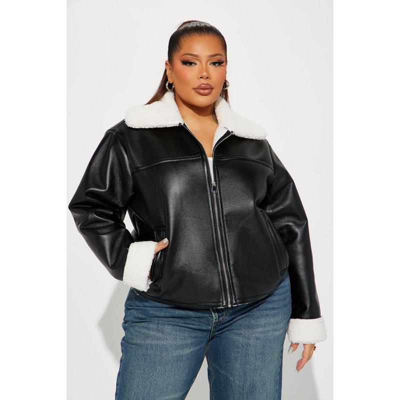 Downtown Girl Bomber Jacket - Black