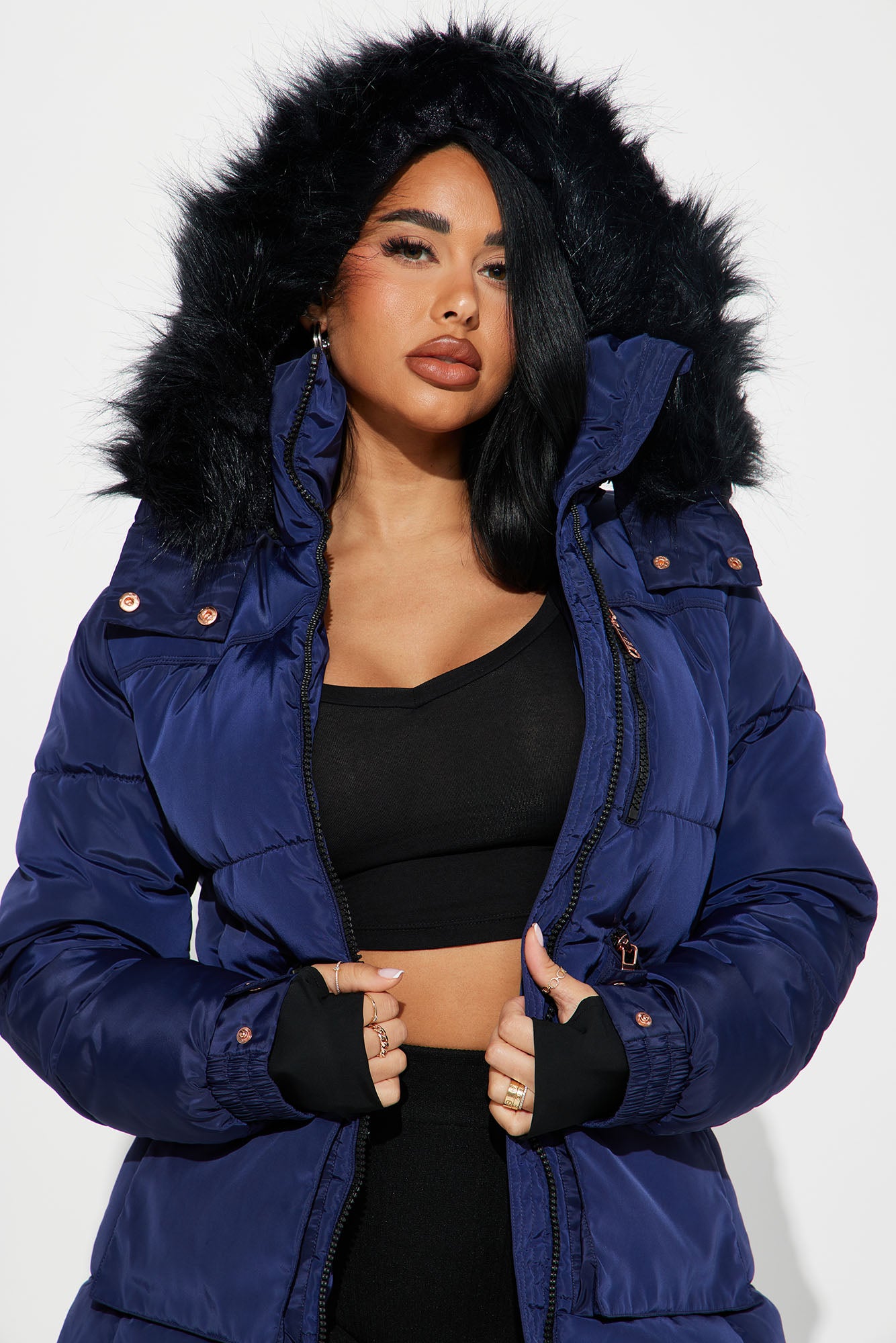Cold Feelings Puffer Jacket - Navy