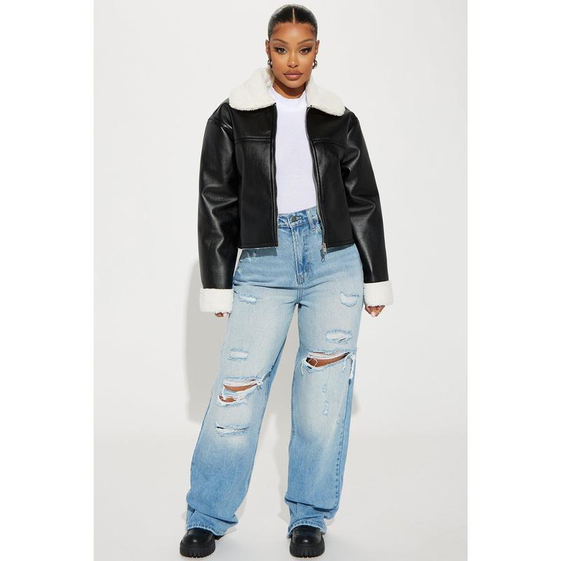 Downtown Girl Bomber Jacket - Black