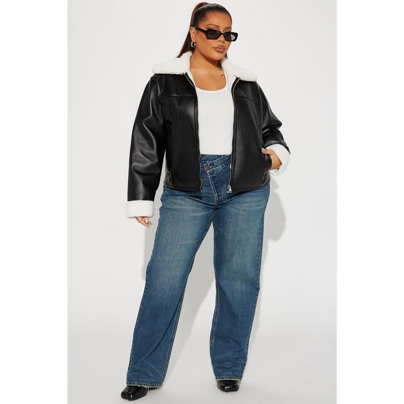 Downtown Girl Bomber Jacket - Black