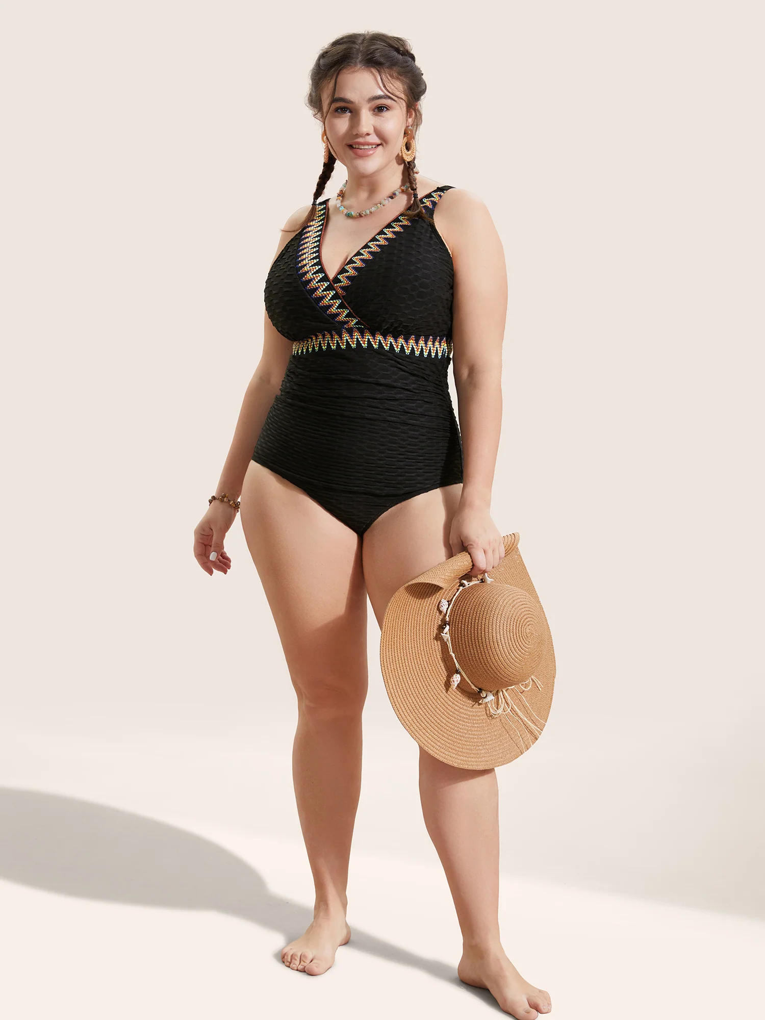 Contrast Webbing Wrap One Piece Swimsuit