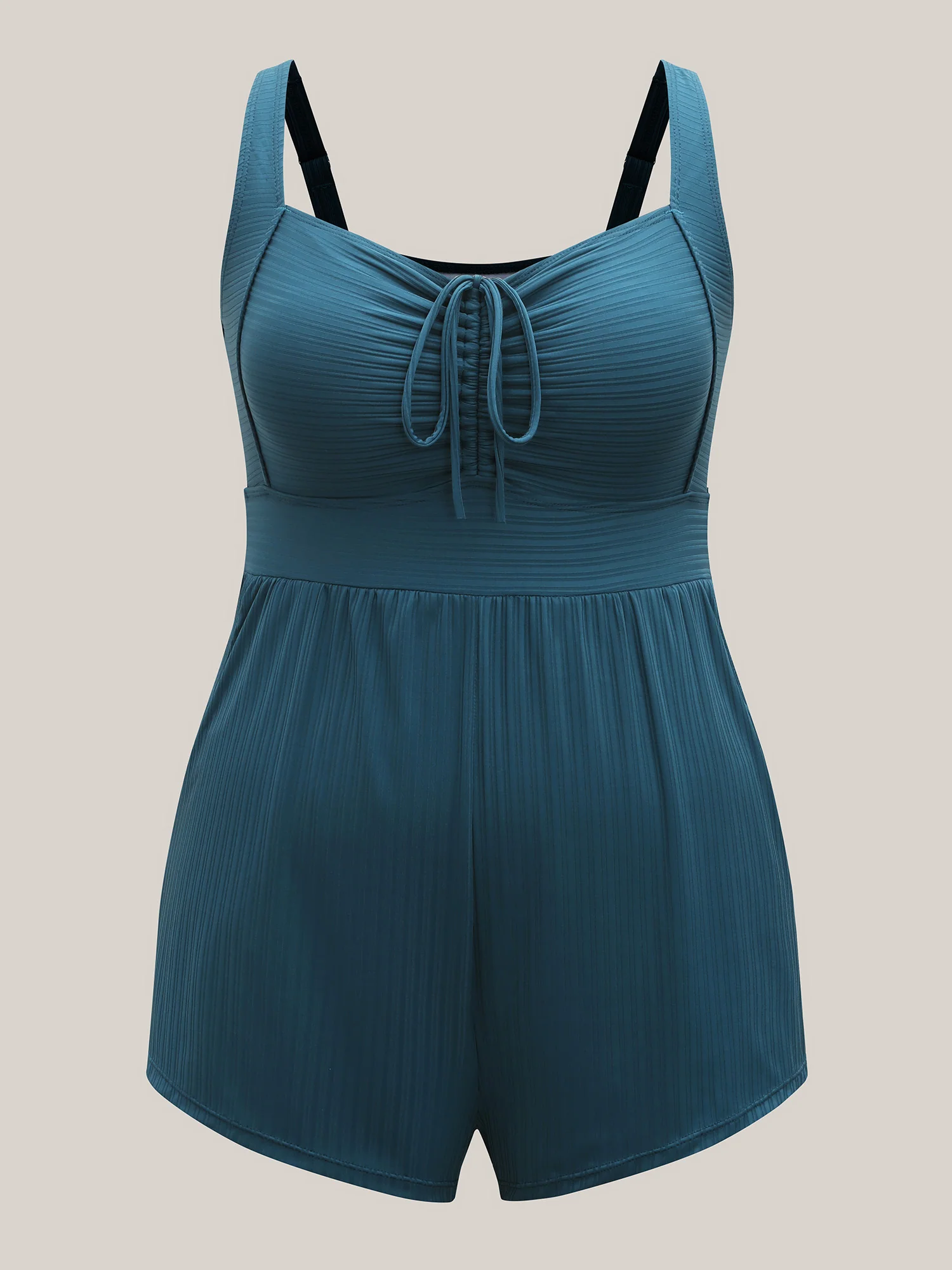 Adjustable Drawstring Pockets One-Piece Swimsuit