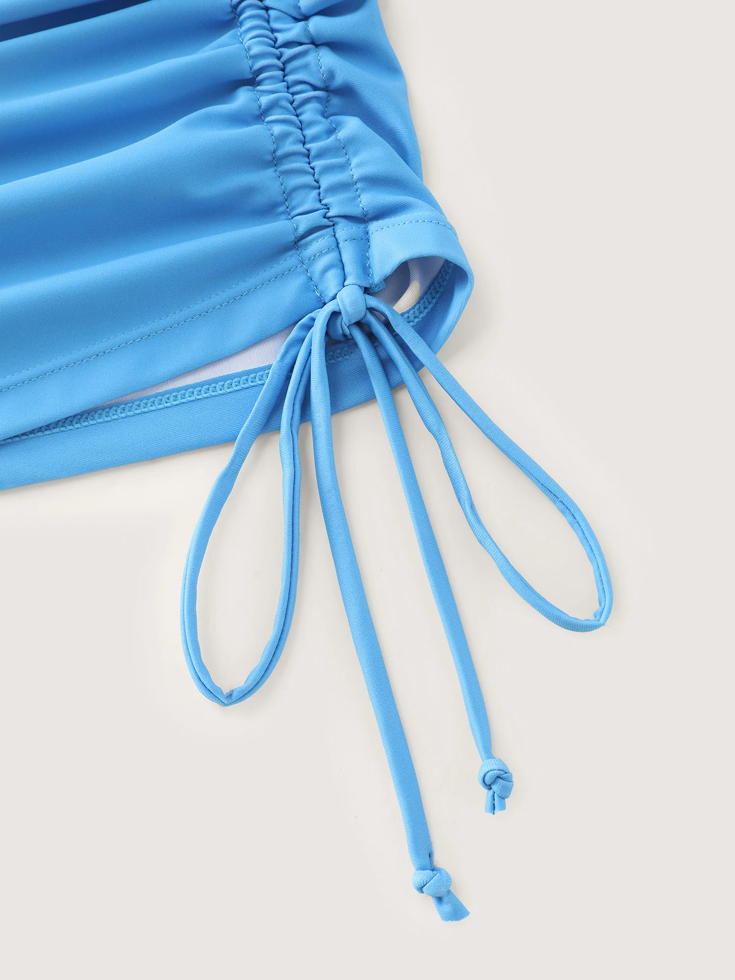 Island Print Drawstring Adjustable Swim Top