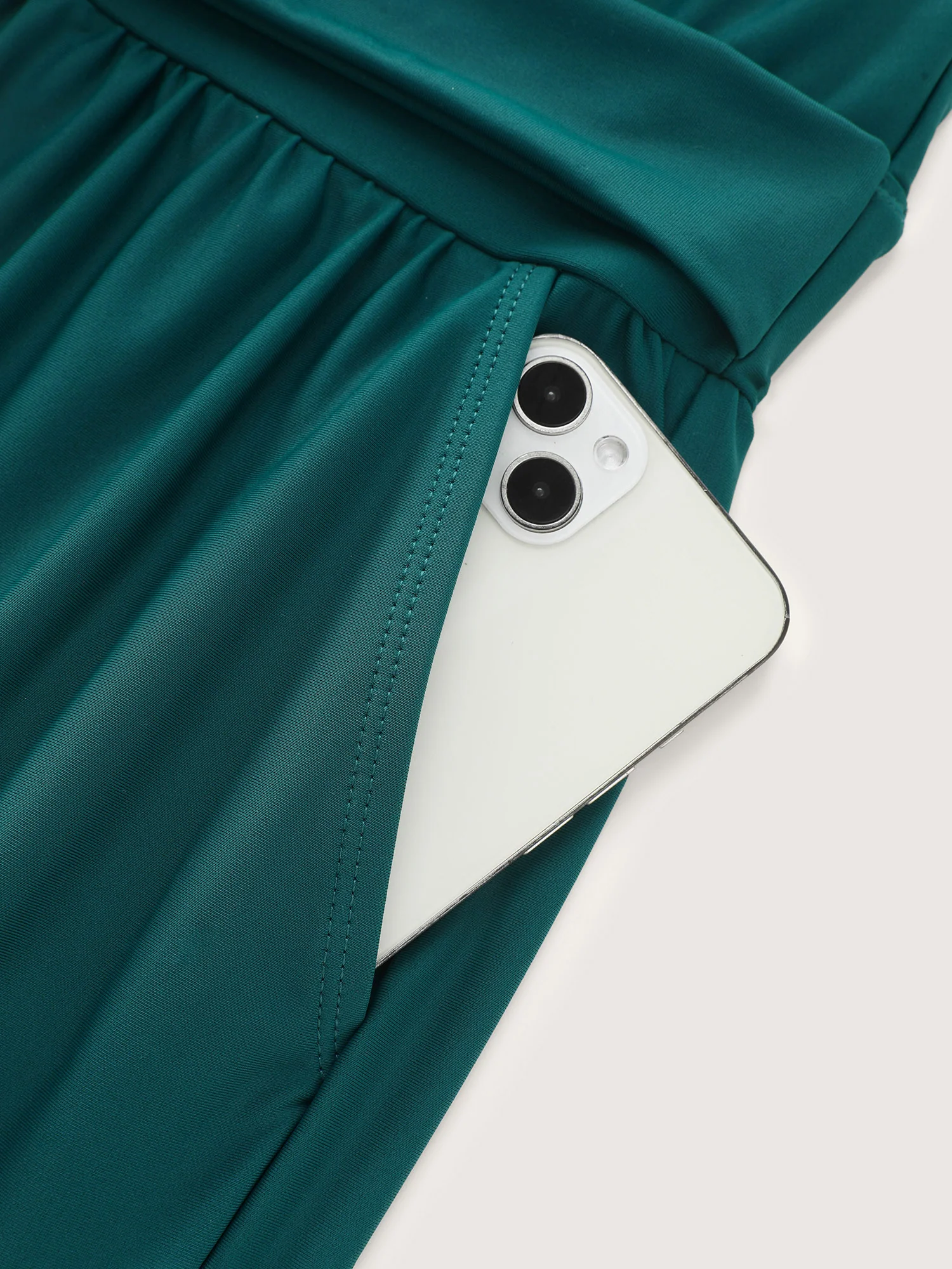 Surplice Neckline Belted Plain One-Piece Swimsuit