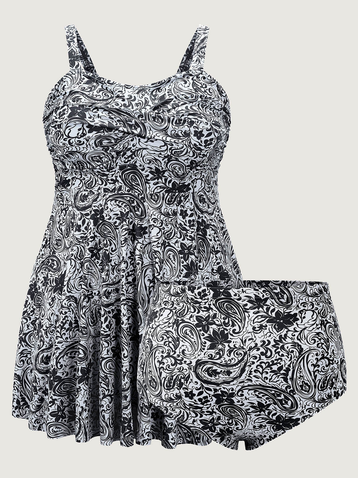 Paisley Print Twist Front Swim Dress