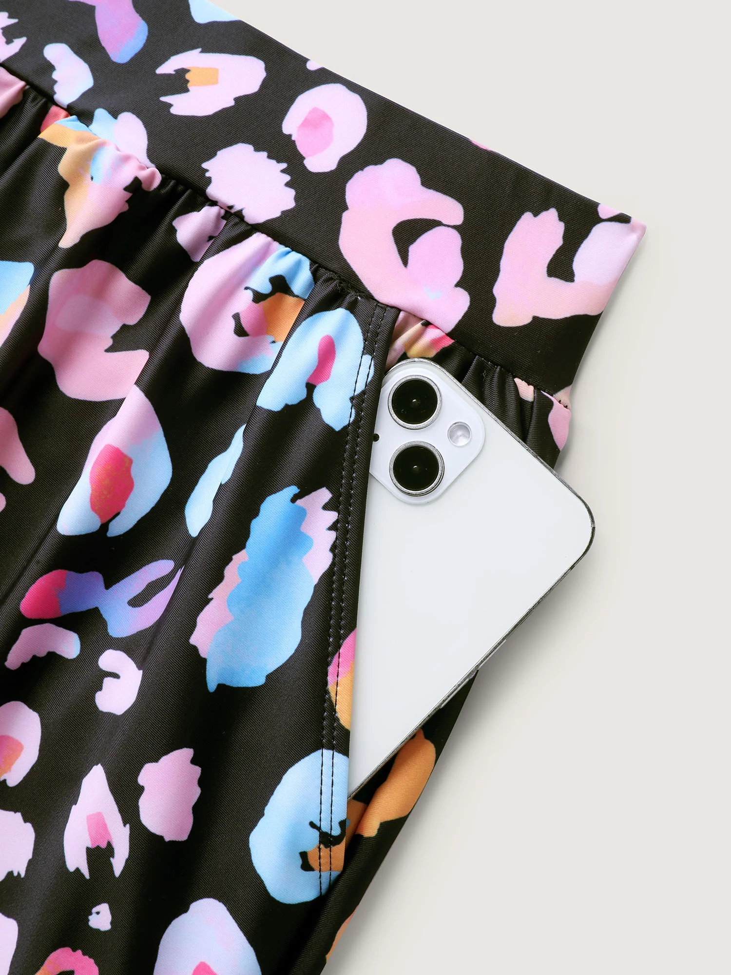 Leopard Print Pockets Swim Bottoms