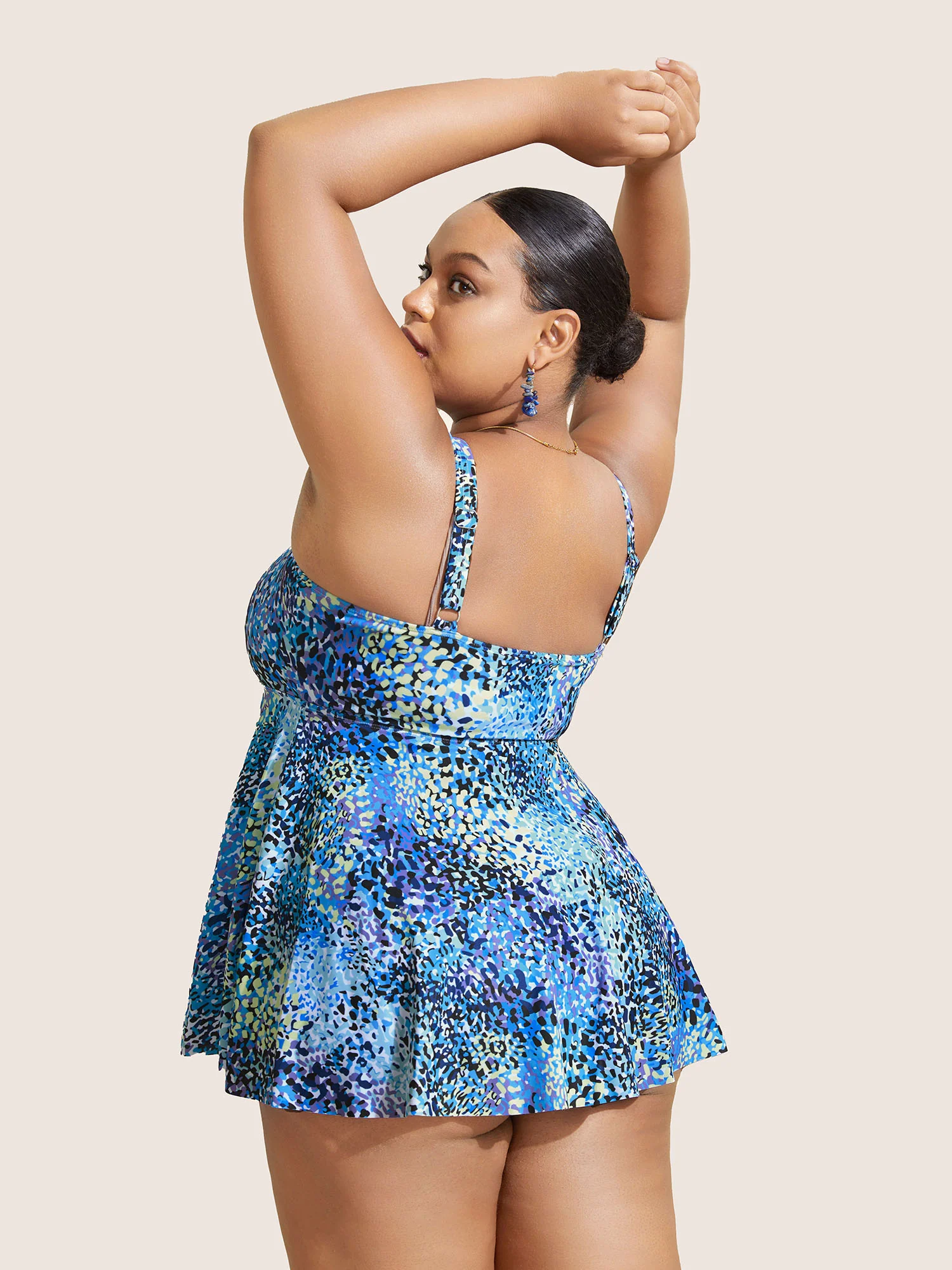 Leopard Print Knotted Front Swim Top