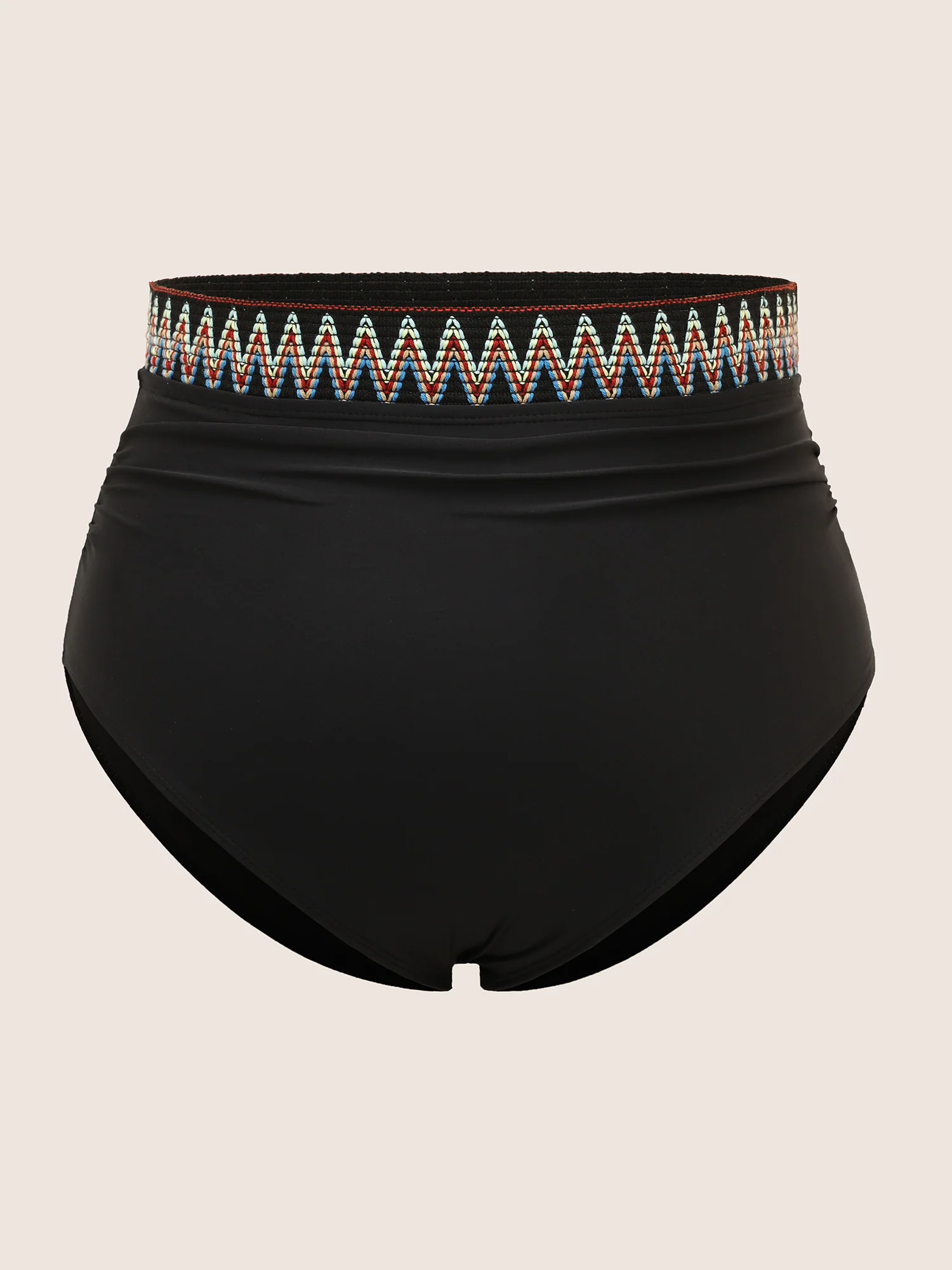 Embroidered Elastic Waist High Rise Swim Bottom