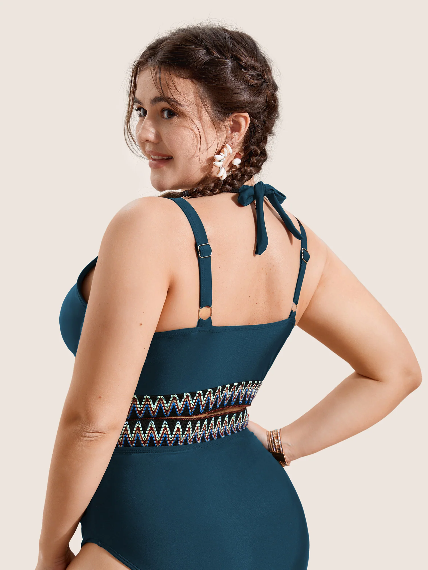 Embroidered Wrap Tie Knot Swim Top